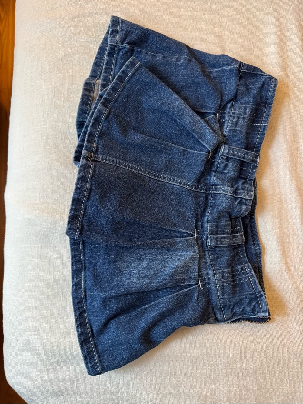 Almost Famous Dark Blue Denim Mini Skort with Pleated Front